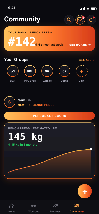 LiftHero community feed
